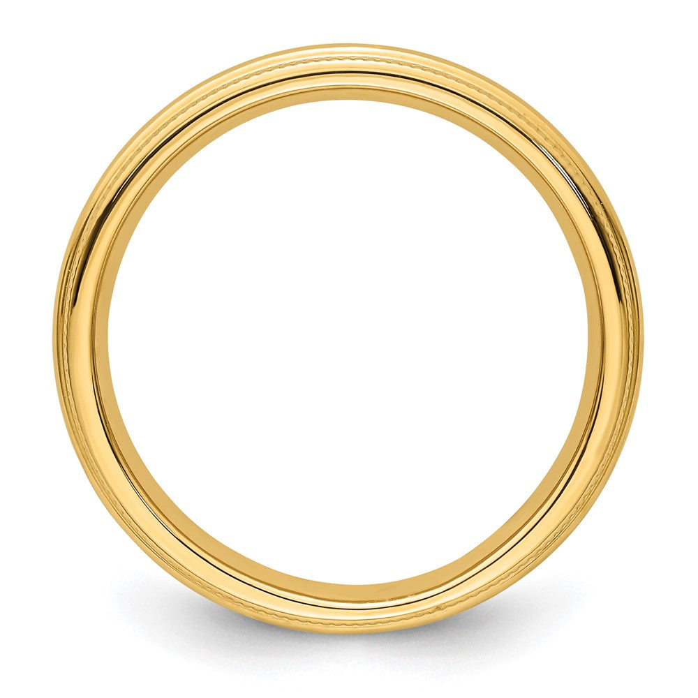 Ehering aus 14K Gelbgold, 3 mm, halbrund mit Milgrain, Komfort-Passform