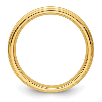Ehering aus 14K Gelbgold, 3 mm, halbrund mit Milgrain, Komfort-Passform