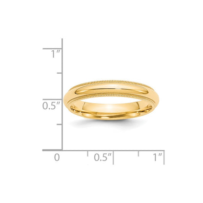 14K Gelbgold 4 mm Milgrain Halbrund Komfort-Passform Ehering