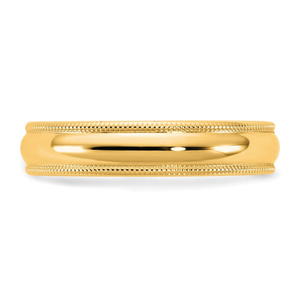 10K Gelbgold (10Ky) 4,5 mm Ehering mit Milgrain-Kante und Komfortpassform, Größe 14