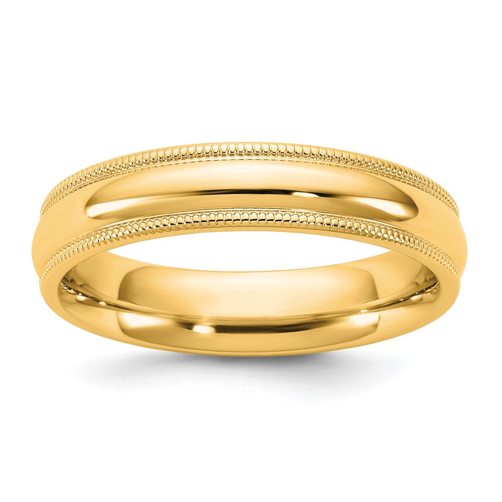 10K Gelbgold 4,5 mm Milgrain-Ring mit Komfortpassform, Größe 12,5