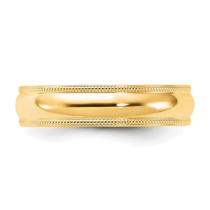 14K Gelbgold 5 mm Milgrain Halbrund Komfort-Passform Ehering