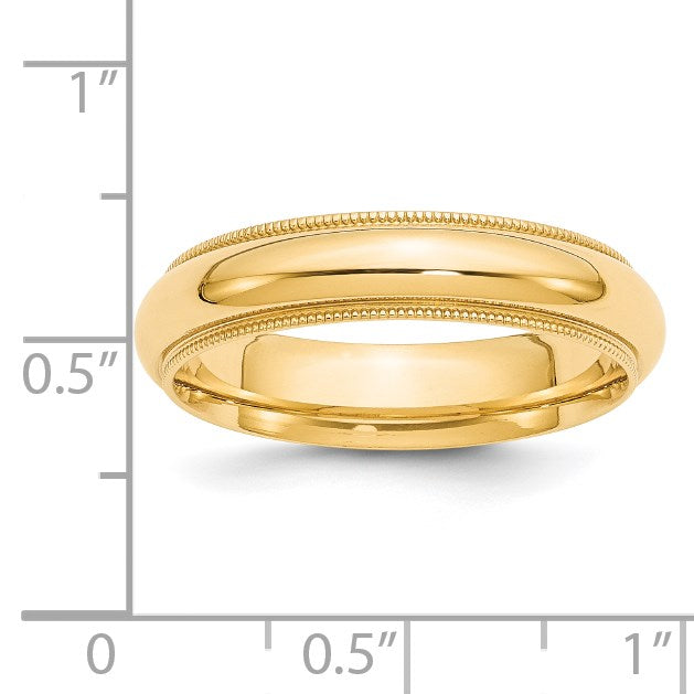 14K Gelbgold 5 mm Milgrain Halbrund Komfort-Passform Ehering