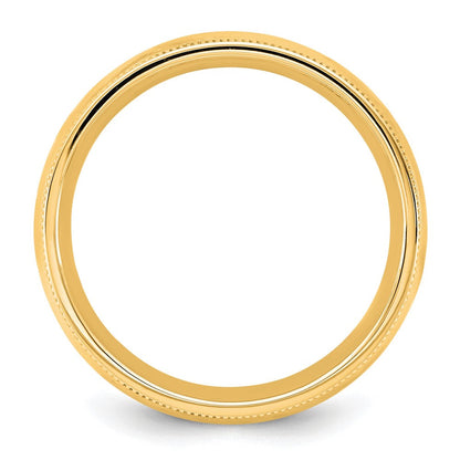 10K Gelbgold 10Ky 5,5mm Ring mit Milgrain-Kante, Comfort-Fit, Größe 6