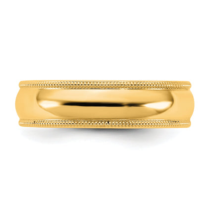 10K Gelbgold 10Ky 5,5mm Milgrain-Ehering mit Komfortpassform, Größe 4