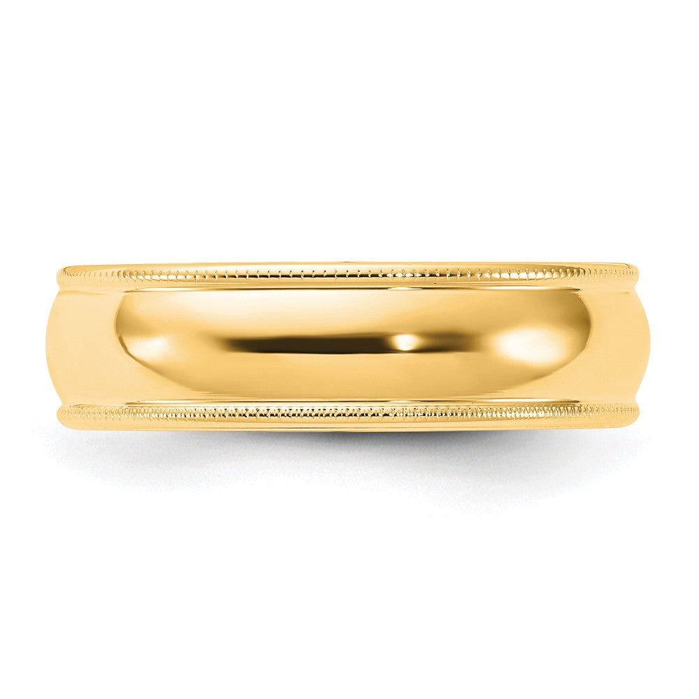 14k Gelbgold 6 mm Milgrain halbrund Komfort-Passform Ehering