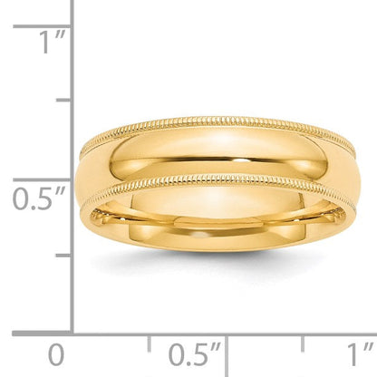 14k Gelbgold 6 mm Milgrain halbrund Komfort-Passform Ehering
