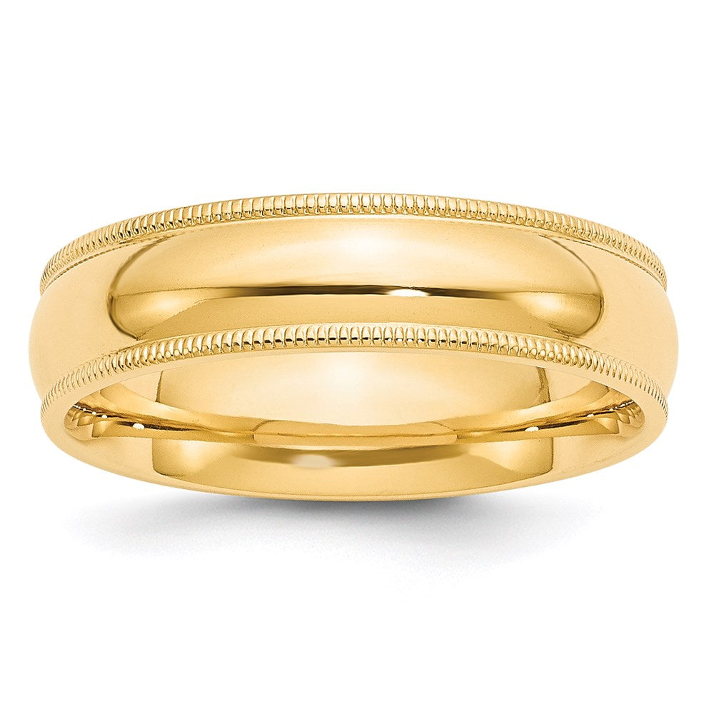 14k Gelbgold 6 mm Milgrain halbrund Komfort-Passform Ehering