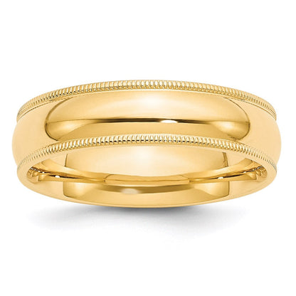 14k Gelbgold 6 mm Milgrain halbrund Komfort-Passform Ehering