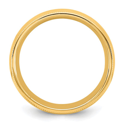 10K Gelbgold 10Ky 6,5mm Milgrain-Ring mit Komfortpassform, Größe 5