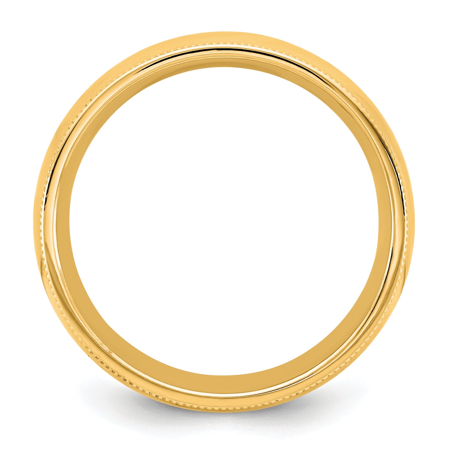 10K Gelbgold 10Ky 6,5 mm Ehering mit Milgrain-Kante und Comfort-Fit, Größe 13