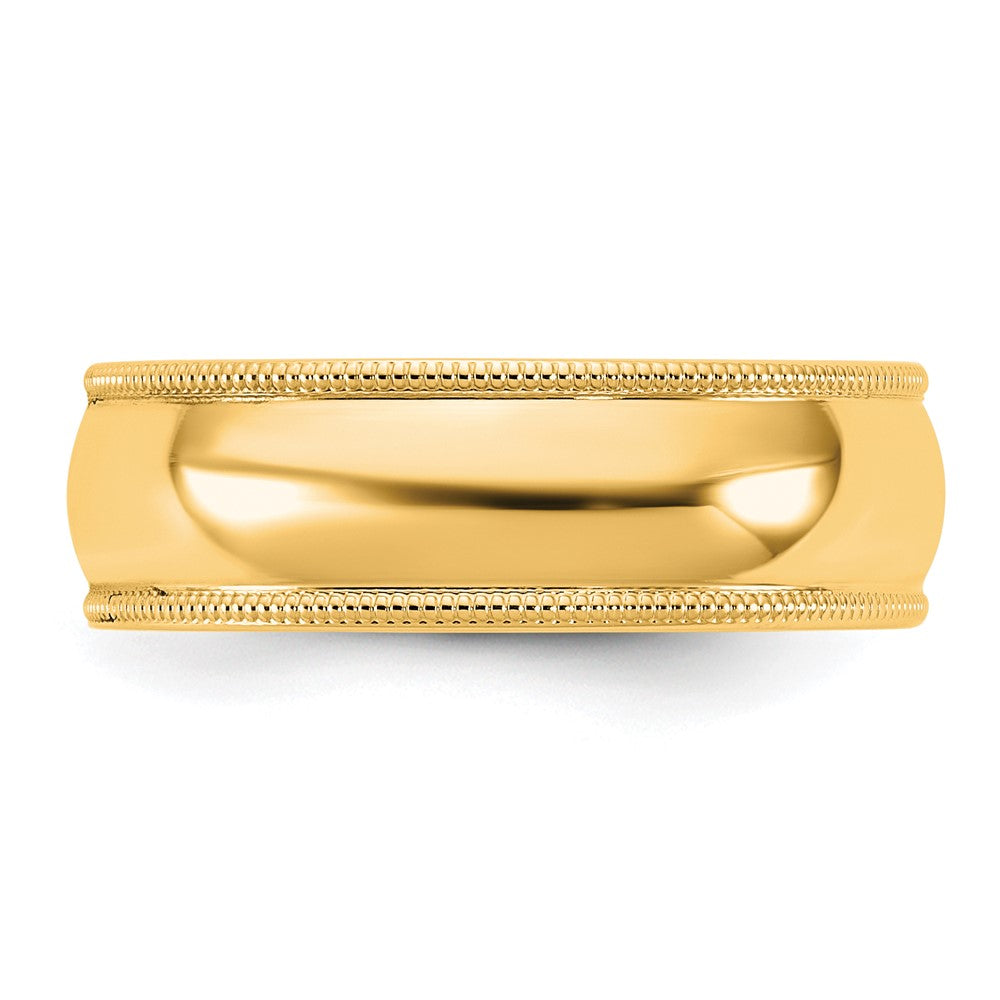 10K Gelbgold 6,5 mm Ehering mit Milgrain und Komfortpassform, Größe 8,5