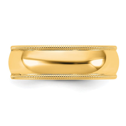 10K Gelbgold 10Ky 6,5mm Milgrain Komfort-Fit Ring Größe 4