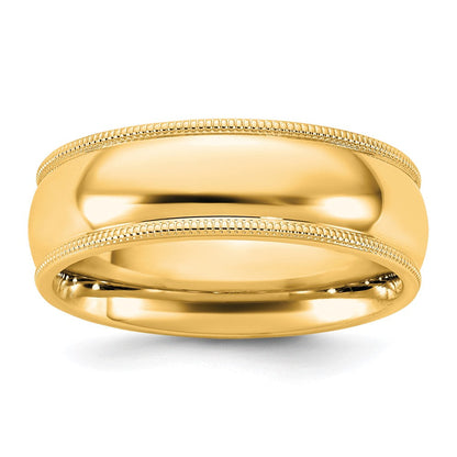 10K Gelbgold 10Ky 6,5mm Milgrain-Ring mit Komfortpassform, Größe 5