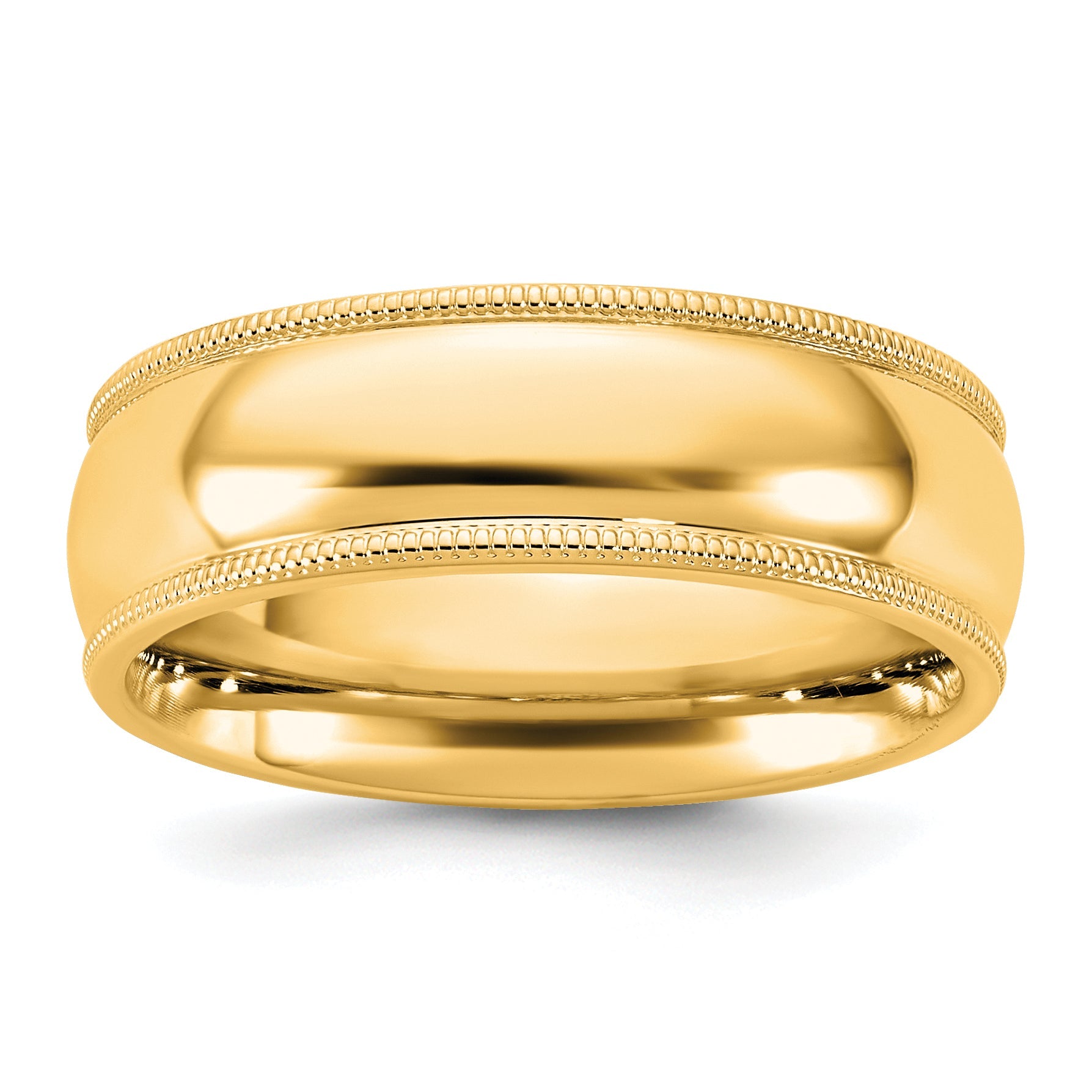 10K Gelbgold 10Ky 6,5 mm Ehering mit Milgrain-Kante und Comfort-Fit, Größe 13