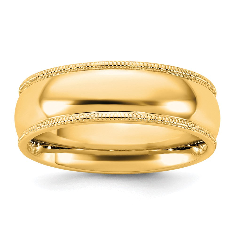 10K Gelbgold 6,5 mm Ehering mit Milgrain und Komfortpassform, Größe 9