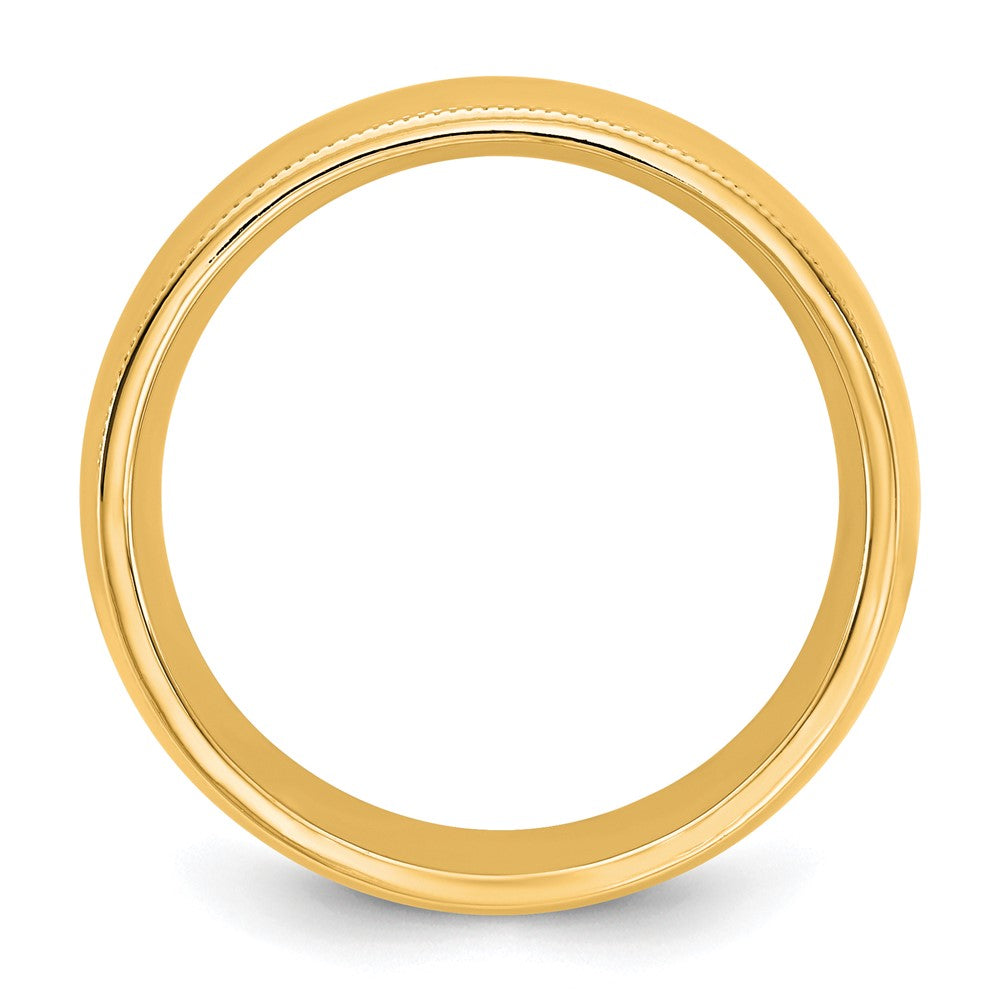 10K Gelbgold 10Ky 7mm Milgrain-Ehering mit Komfortpassform, Größe 8