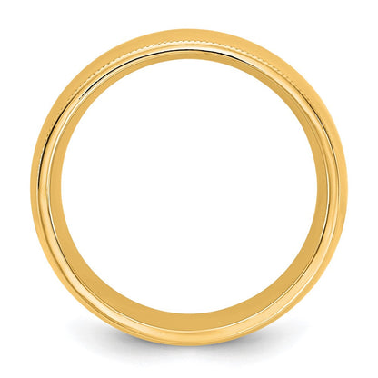 10K Gelbgold Ring mit Milgrain-Kante und Komfortpassform, 7 mm, Größe 10,5