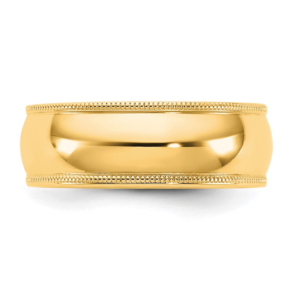 10K Gelbgold Ring mit Milgrain-Kante und Komfortpassform, 7 mm, Größe 10