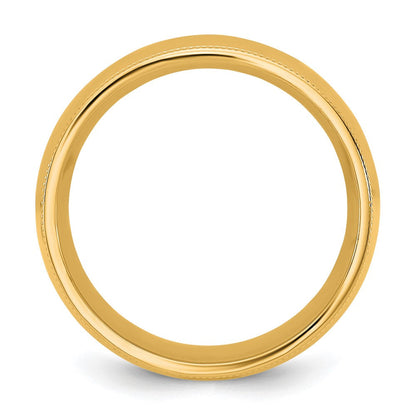 10K Gelbgold 10Ky 8mm Ring mit Milgrainkante und Komfortpassform, Größe 10,5