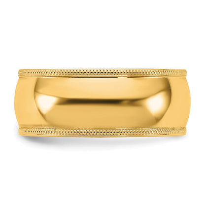 10K Gelbgold 10Ky 8mm Milgrain Komfort-Fit Ring Größe 12