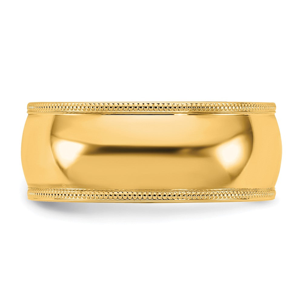 10K Gelbgold Ring mit Milgrain-Rand, Komfortpassform, 8 mm, Größe 8