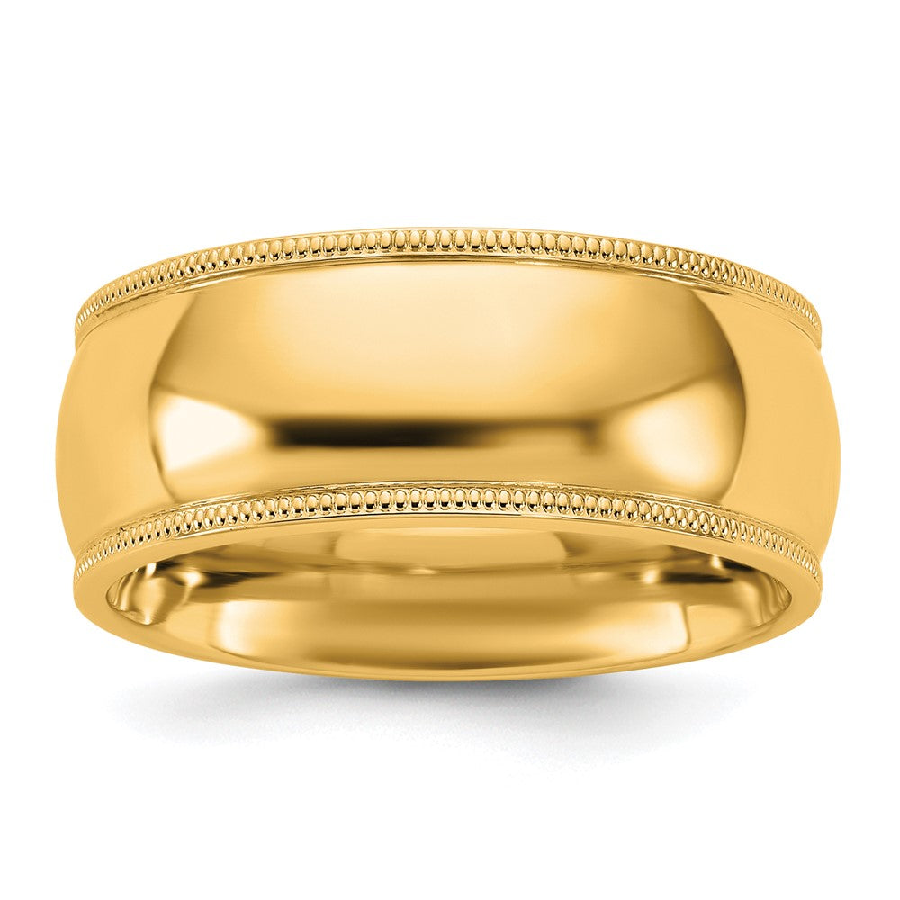 10K Gelbgold Ehering mit Milgrain-Kante, Komfortpassform, 8 mm, Größe 14
