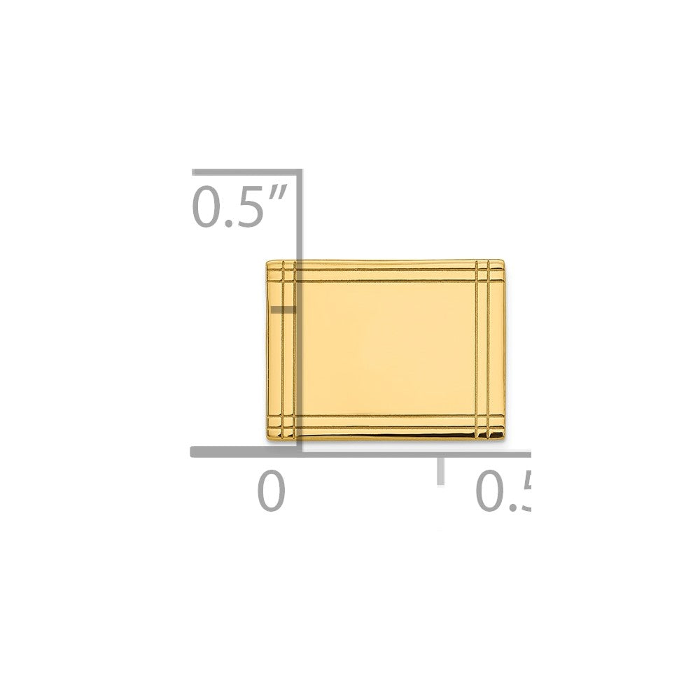 14K Gelbgold Herren Rectangular mit Line Design Krawatten Tac