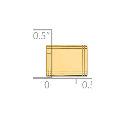 14K Gelbgold Herren Rectangular mit Line Design Krawatten Tac