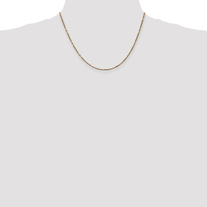 14K Gelbgold 1.8mm Diamantiert Milano Kordel mit Karabinerverschluss Halskette