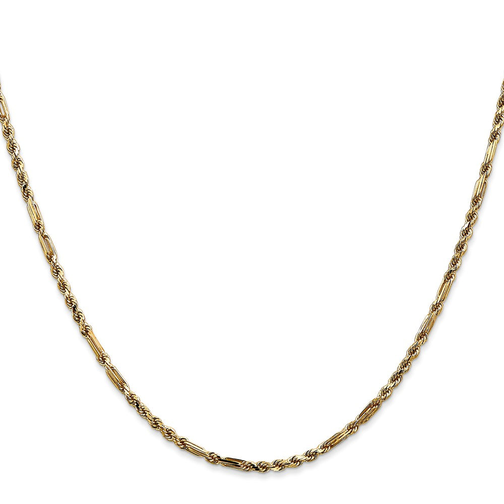 14K Gelbgold 2.25mm Diamantiert Milano Kordel mit Karabinerverschluss Halskette