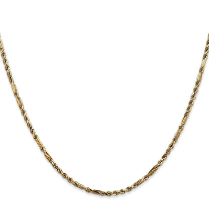 14K Gelbgold 2.25mm Diamantiert Milano Kordel mit Karabinerverschluss Halskette