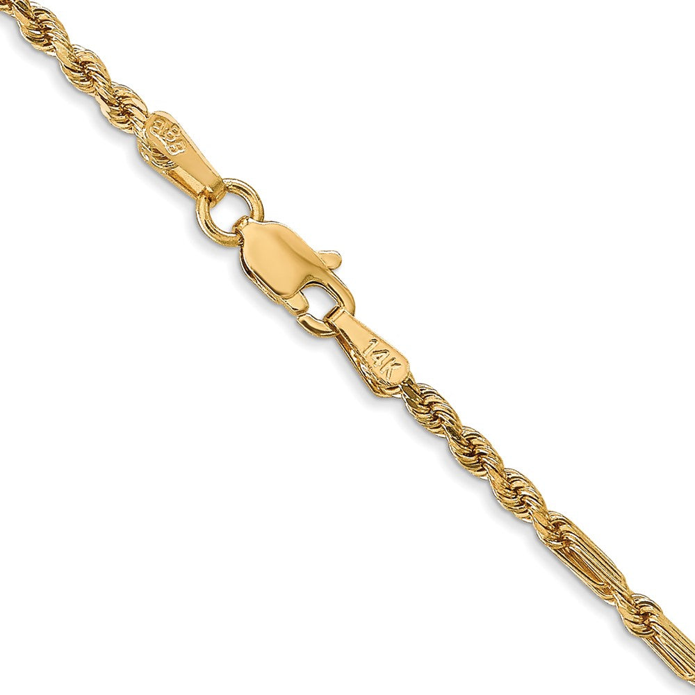 14K Gelbgold 2.25mm Diamantiert Milano Kordel mit Karabinerverschluss Halskette