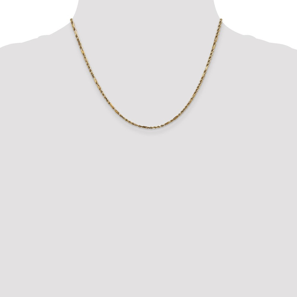 14K Gelbgold 2.25mm Diamantiert Milano Kordel mit Karabinerverschluss Halskette