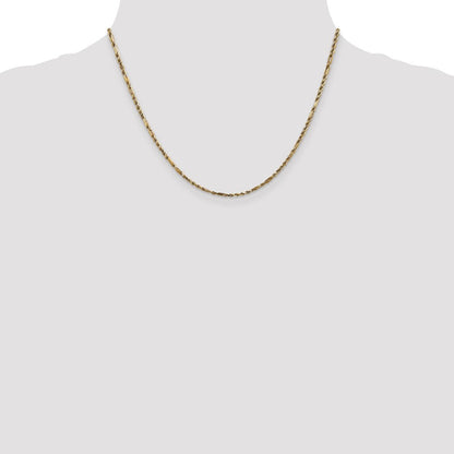 14K Gelbgold 2.25mm Diamantiert Milano Kordel mit Karabinerverschluss Halskette