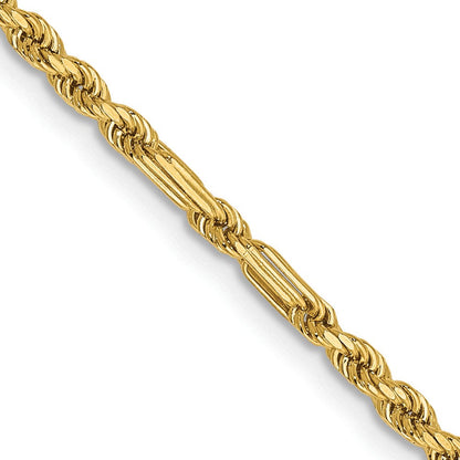 14K Gelbgold 2.25mm Diamantiert Milano Kordel mit Karabinerverschluss Halskette