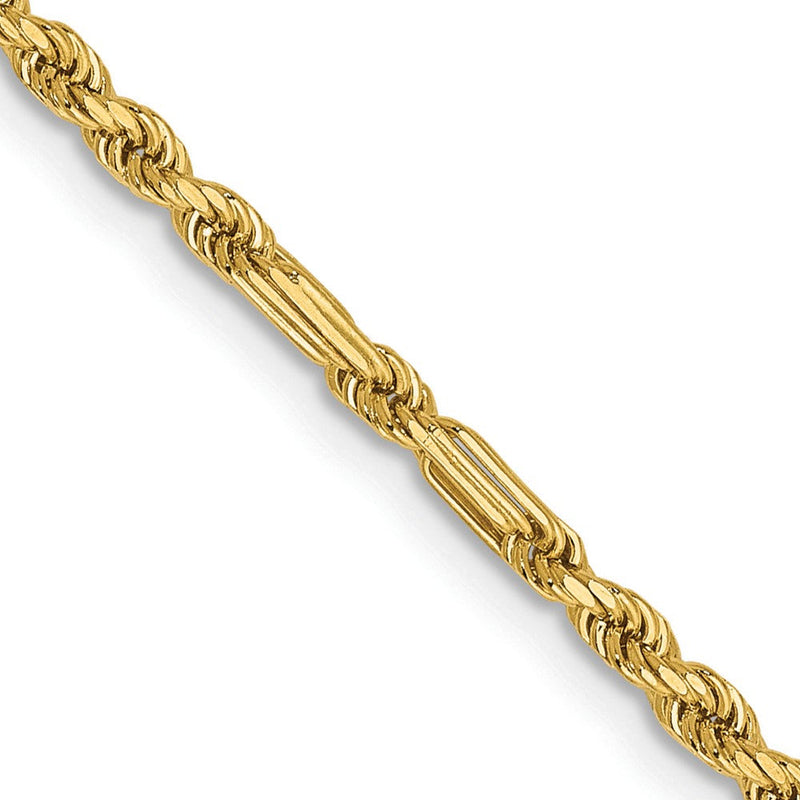 14K Gelbgold 2.25mm Diamantiert Milano Kordel mit Karabinerverschluss Halskette