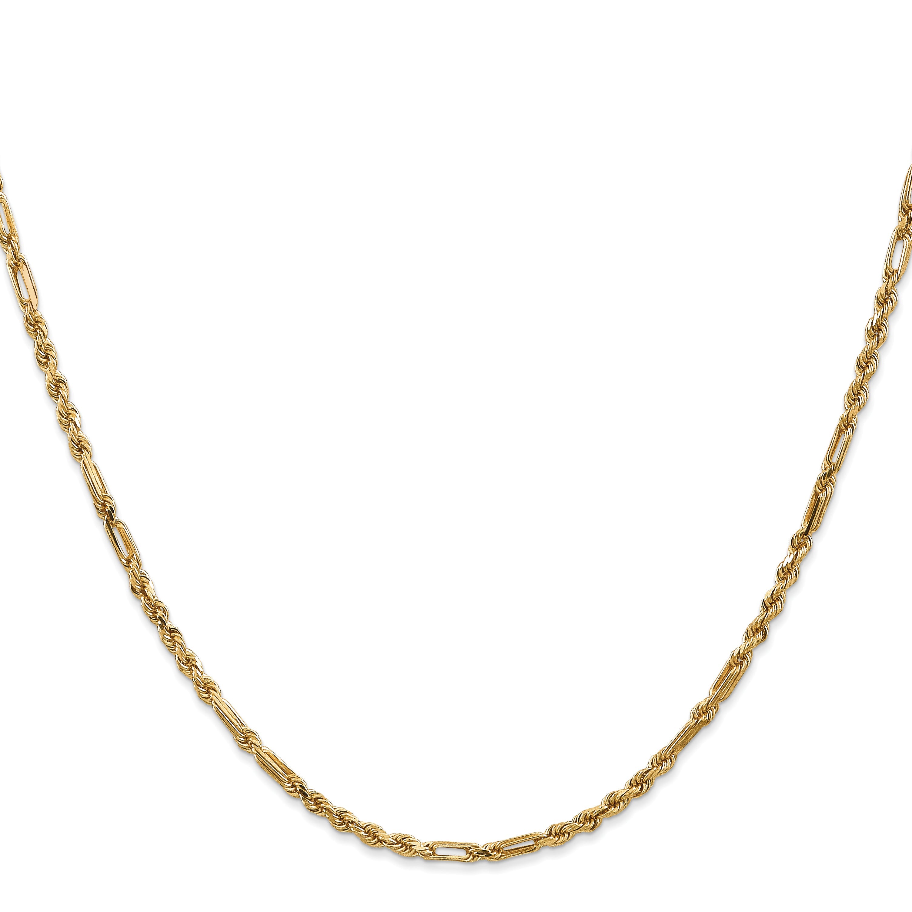 14K Gelbgold 2.5mm Diamantiert Milano Kordel mit Karabinerverschluss Halskette