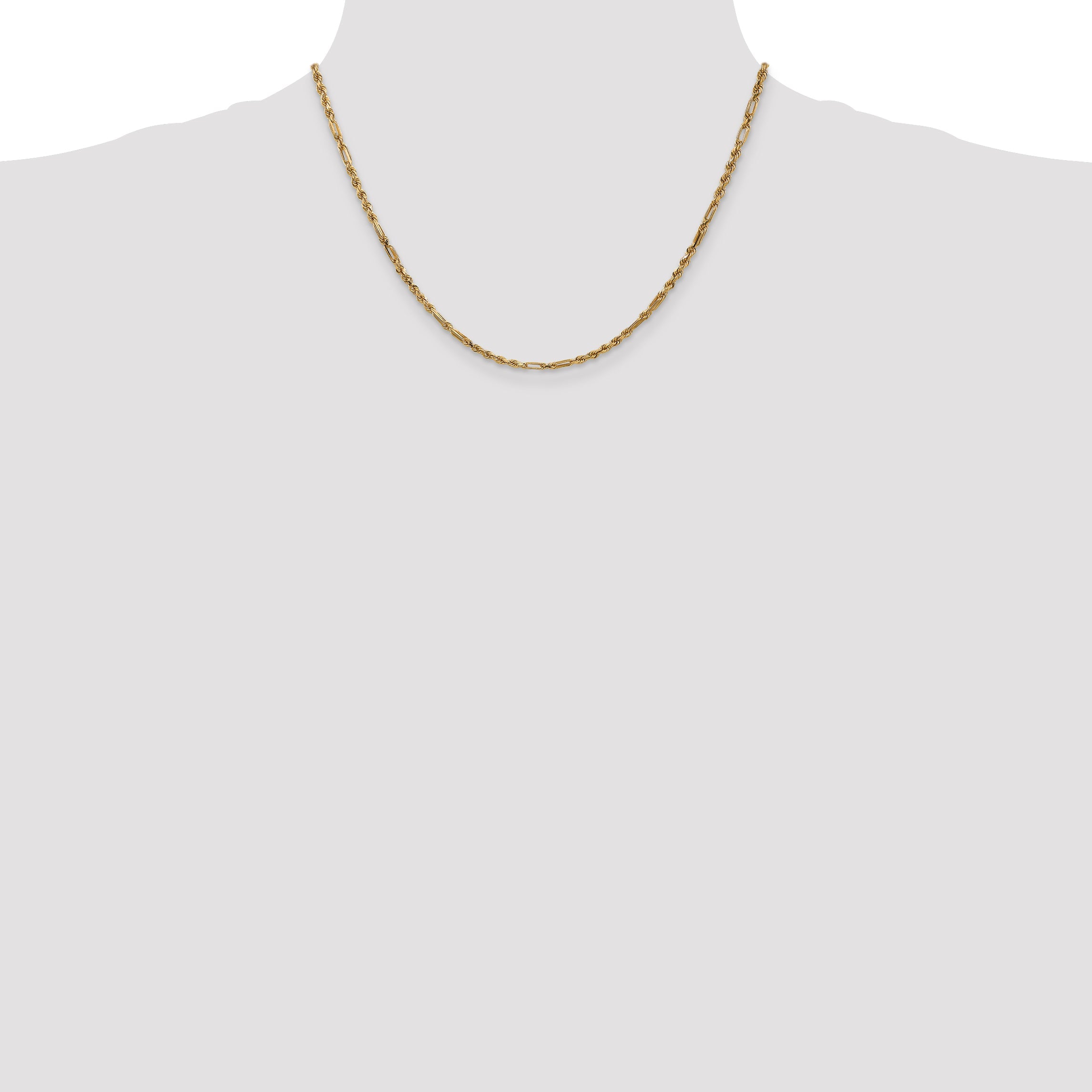 14K Gelbgold 2.5mm Diamantiert Milano Kordel mit Karabinerverschluss Halskette