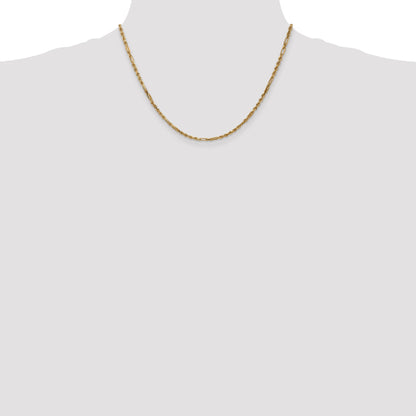 14K Gelbgold 2.5mm Diamantiert Milano Kordel mit Karabinerverschluss Halskette