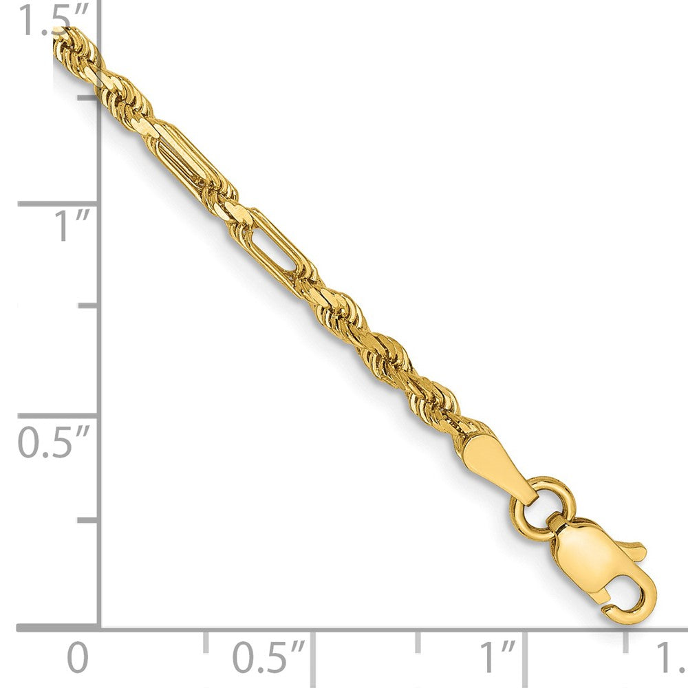 14K Gelbgold 2.5mm Diamantiert Milano Kordel mit Karabinerverschluss Gliederarmband