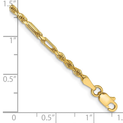 14K Gelbgold 2.5mm Diamantiert Milano Kordel mit Karabinerverschluss Gliederarmband