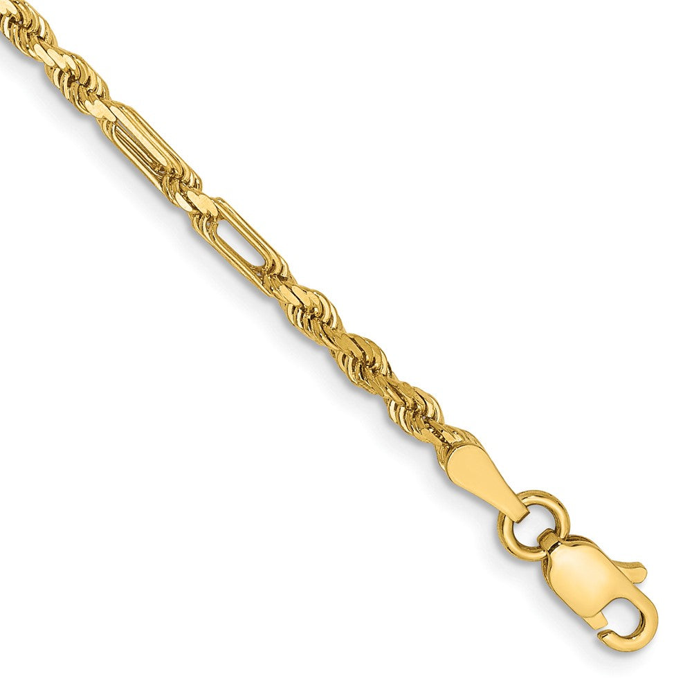 14K Gelbgold 2.5mm Diamantiert Milano Kordel mit Karabinerverschluss Gliederarmband