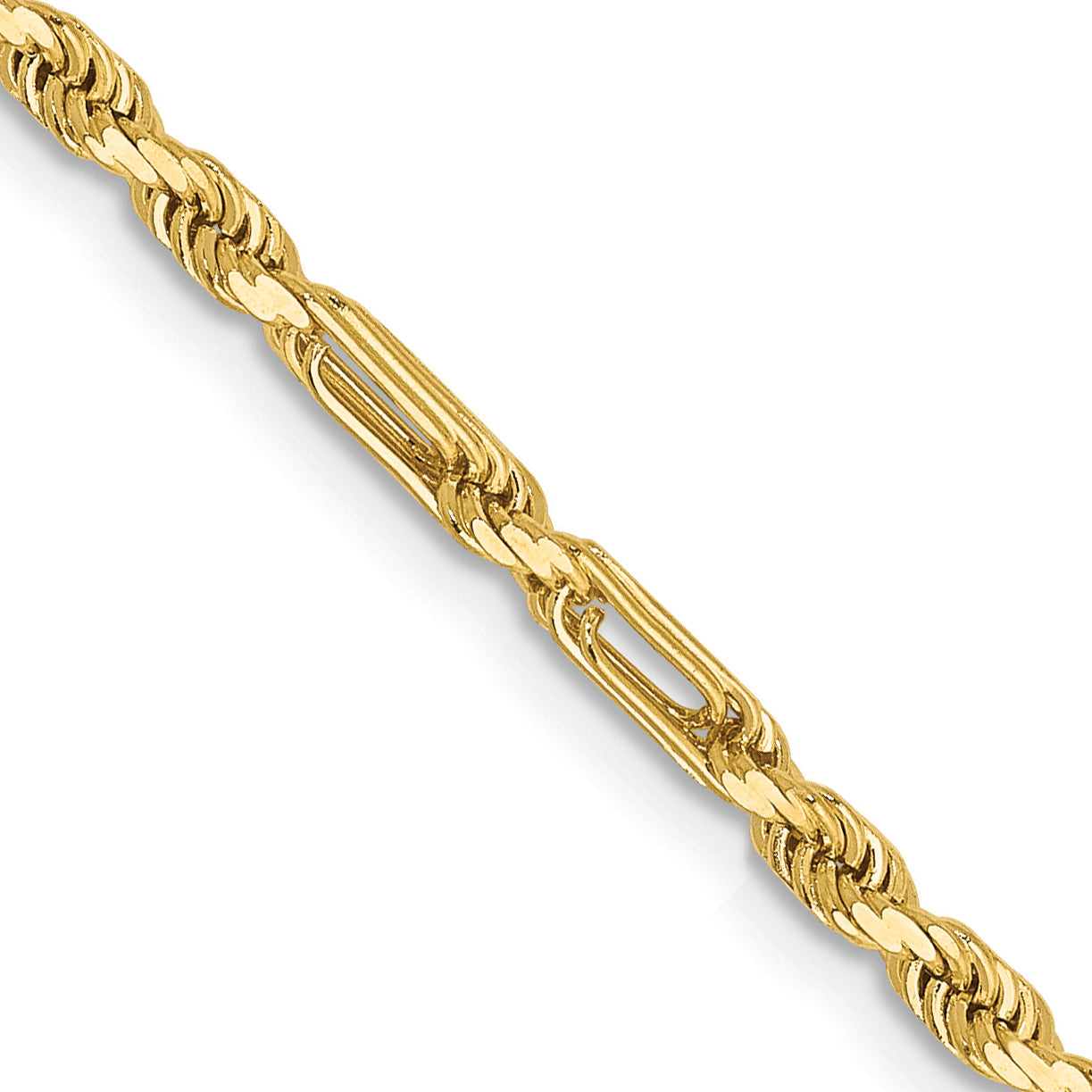 14K Gelbgold 2.5mm Diamantiert Milano Kordel mit Karabinerverschluss Halskette