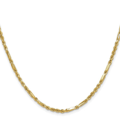 14K Gelbgold 2.75mm Diamantiert Milano Kordel Halskette