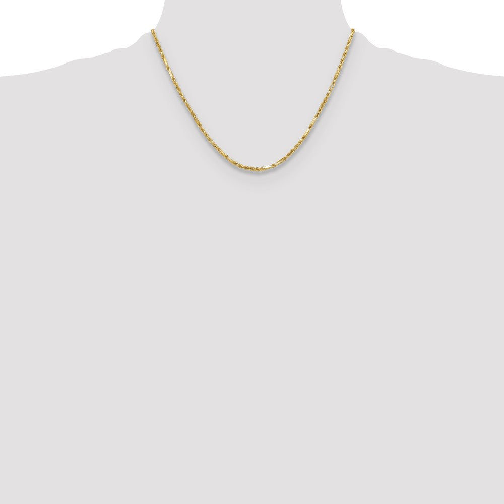 14K Gelbgold 2.75mm Diamantiert Milano Kordel Halskette