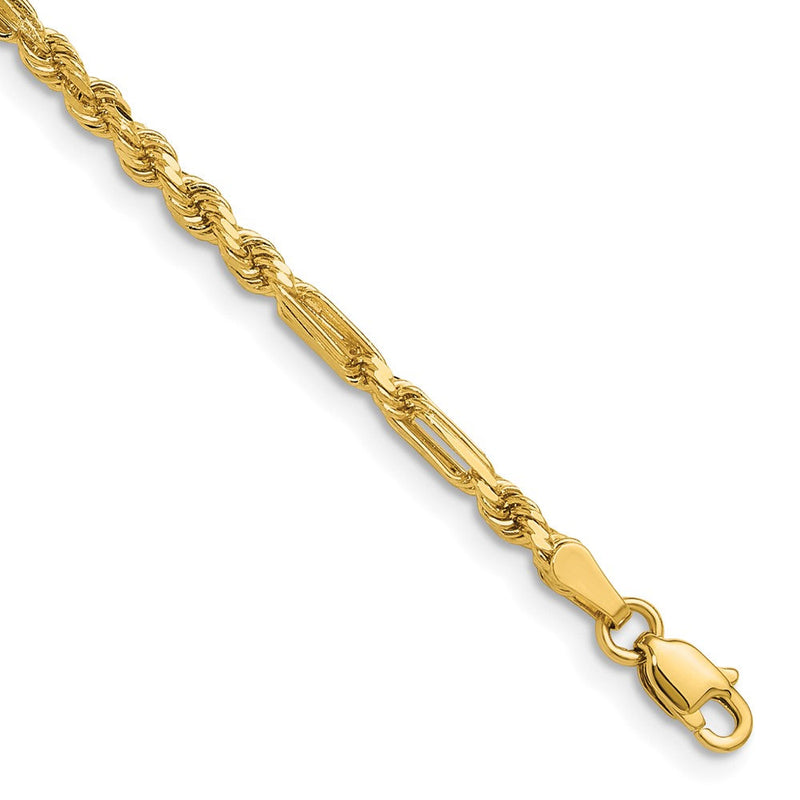 14K Gelbgold 2.75mm Diamantiert Milano Kordel Gliederarmband