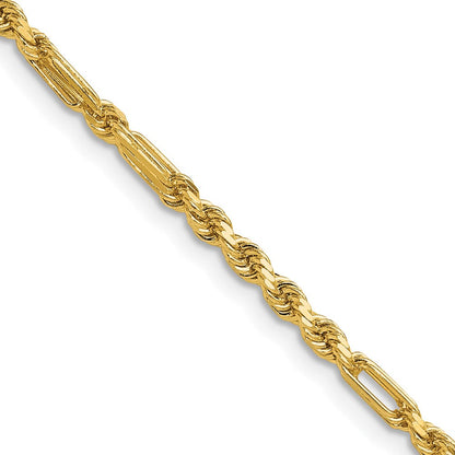 14K Gelbgold 2.75mm Diamantiert Milano Kordel Halskette