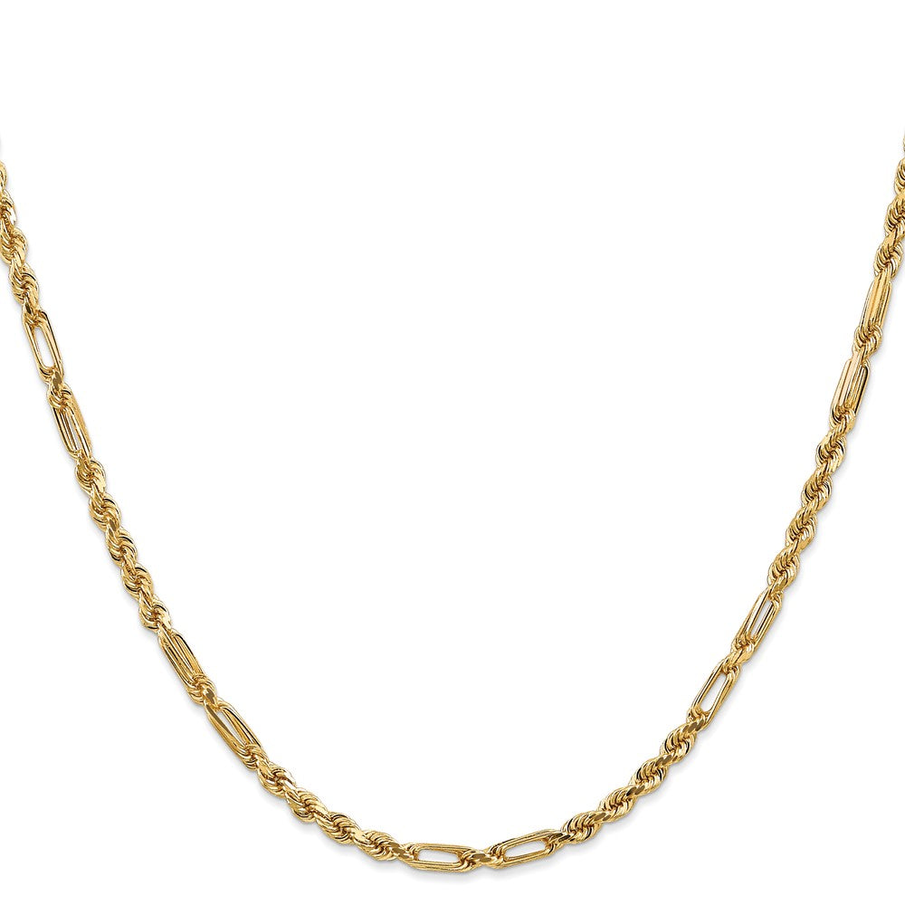 14K Gelbgold 3mm Diamantiert Milano Kordel mit Karabinerverschluss Halskette