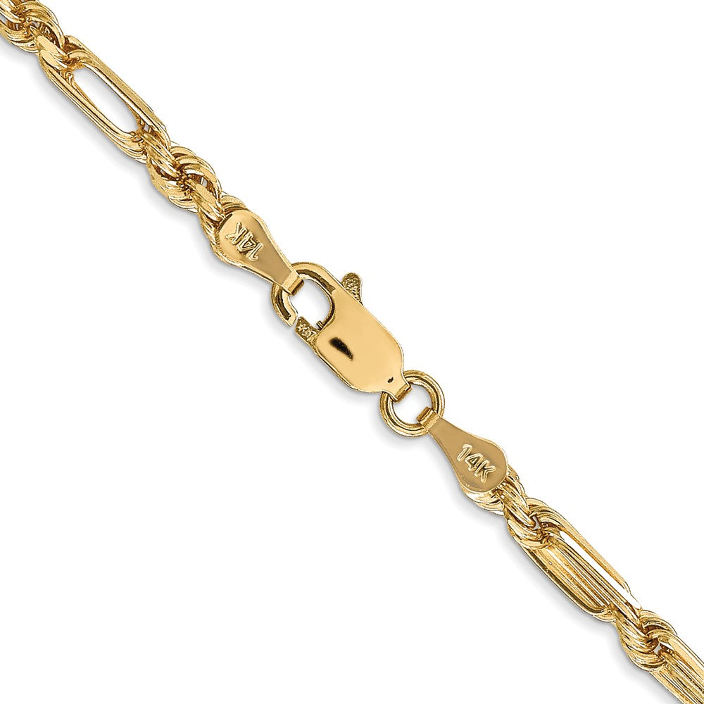 14K Gelbgold 3mm Diamantiert Milano Kordel mit Karabinerverschluss Halskette